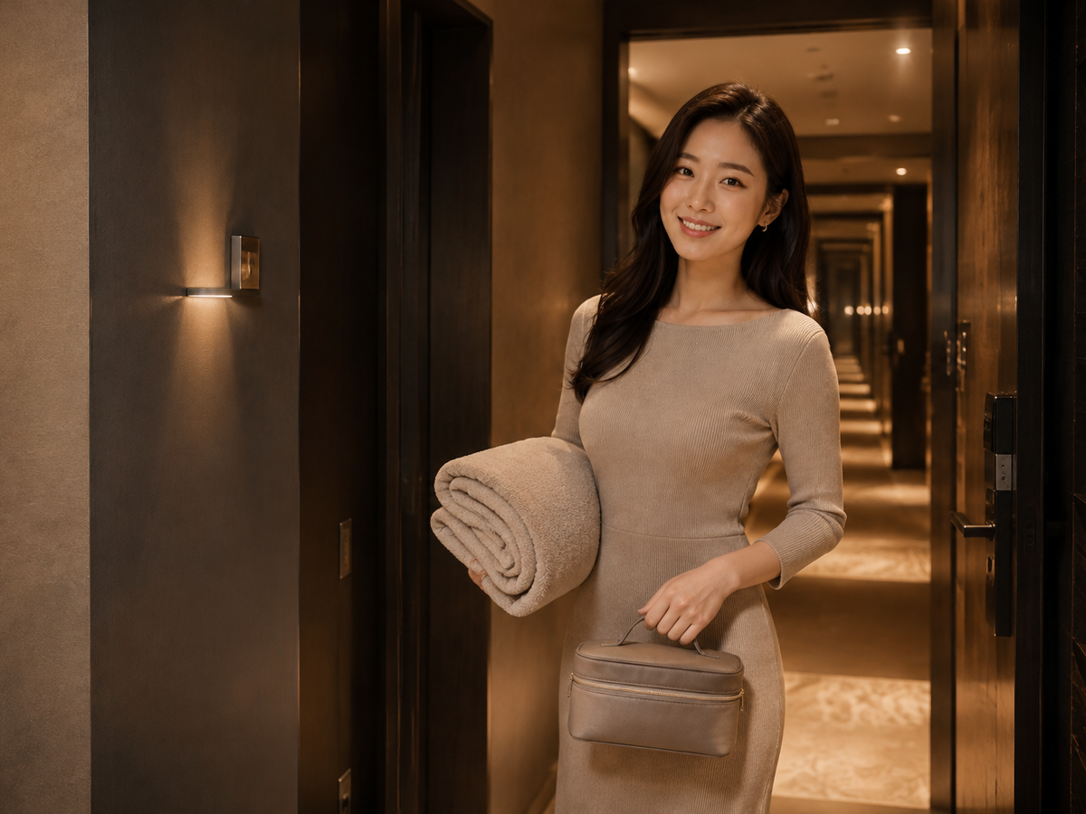 평택 송탄 방문 홈케어 일정을 준비하는 젊은 성인 한국 여성 관리사